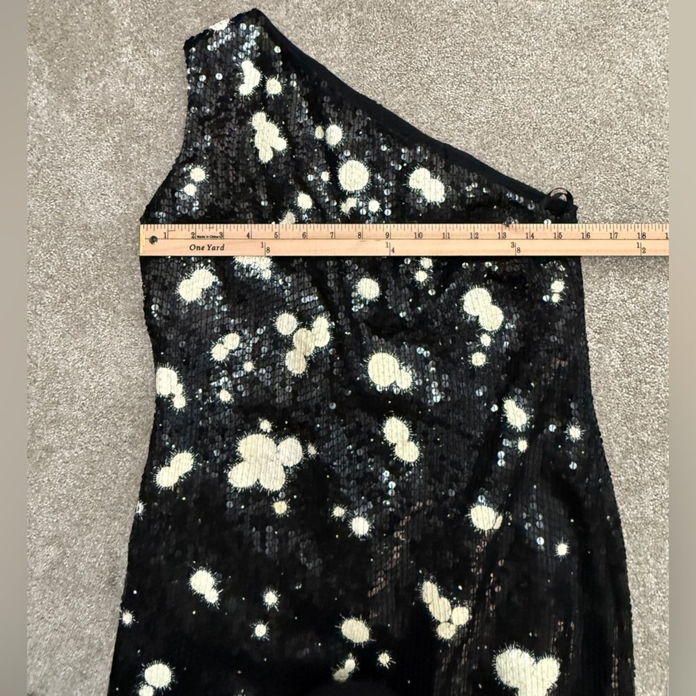 Michael Kors - Black Abstract Sequin One Shoulder Dress - size 8 - Picture 10 of 15